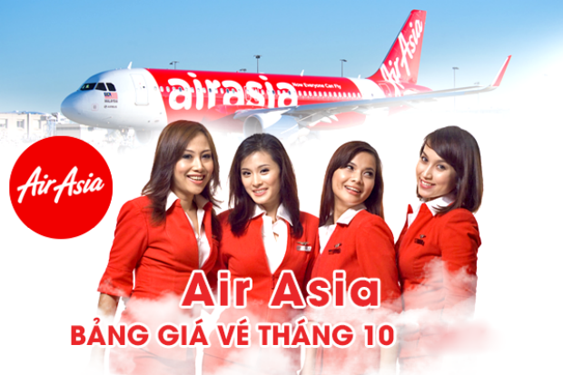 Bảng giá vé máy bay AirAsia tháng 10/2019